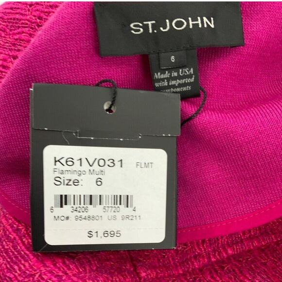 St. John Collection Knit Wool Suit Jacket Womens Size 6 Flamingo Multi Blazer - Picture 11 of 12
